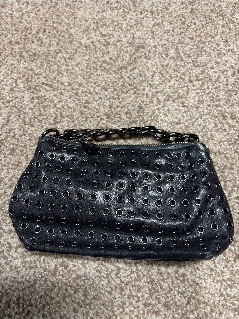 Michael Kors Black Eyelet Chain-Handle Clutch - small (vintage)
